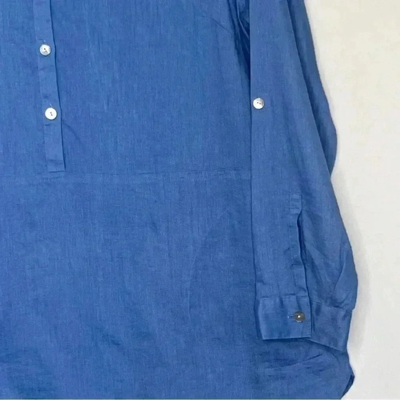 J. Jill Love Linen Roll Sleeves Pockets Lagenlook Beach Tunic Shirt Sz MP‎ - Picture 4 of 13